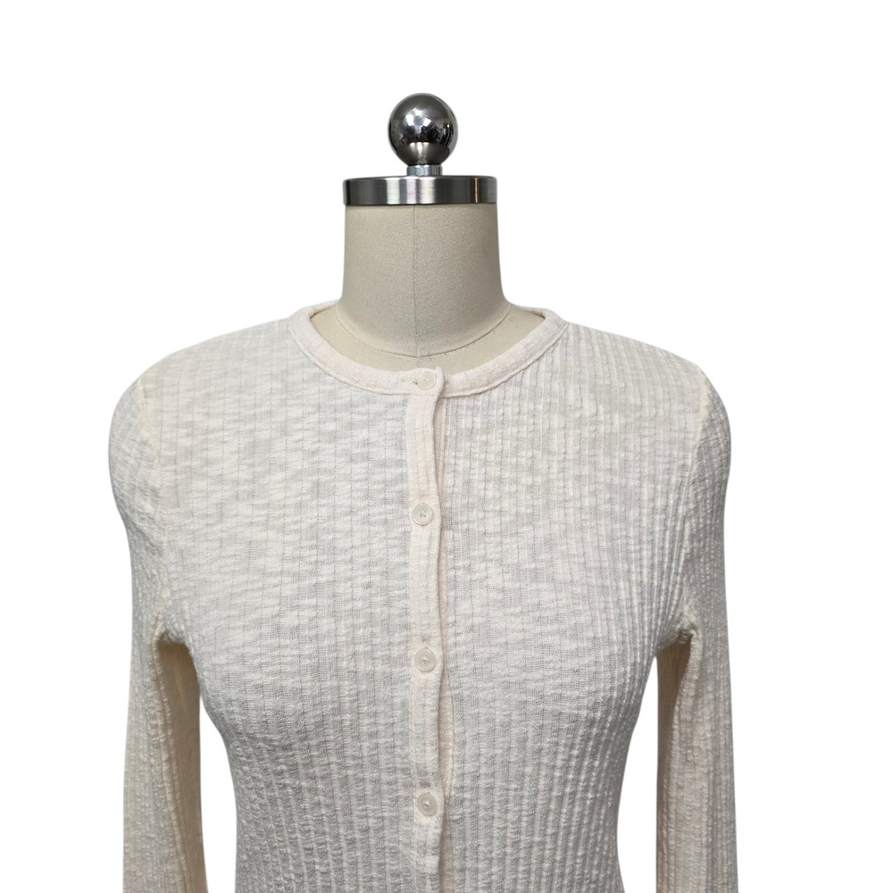 Madewell Womens Ribbed Button Front Cardigan Top NW950 Antique Cream Size M NWT - Picture 9 of 9